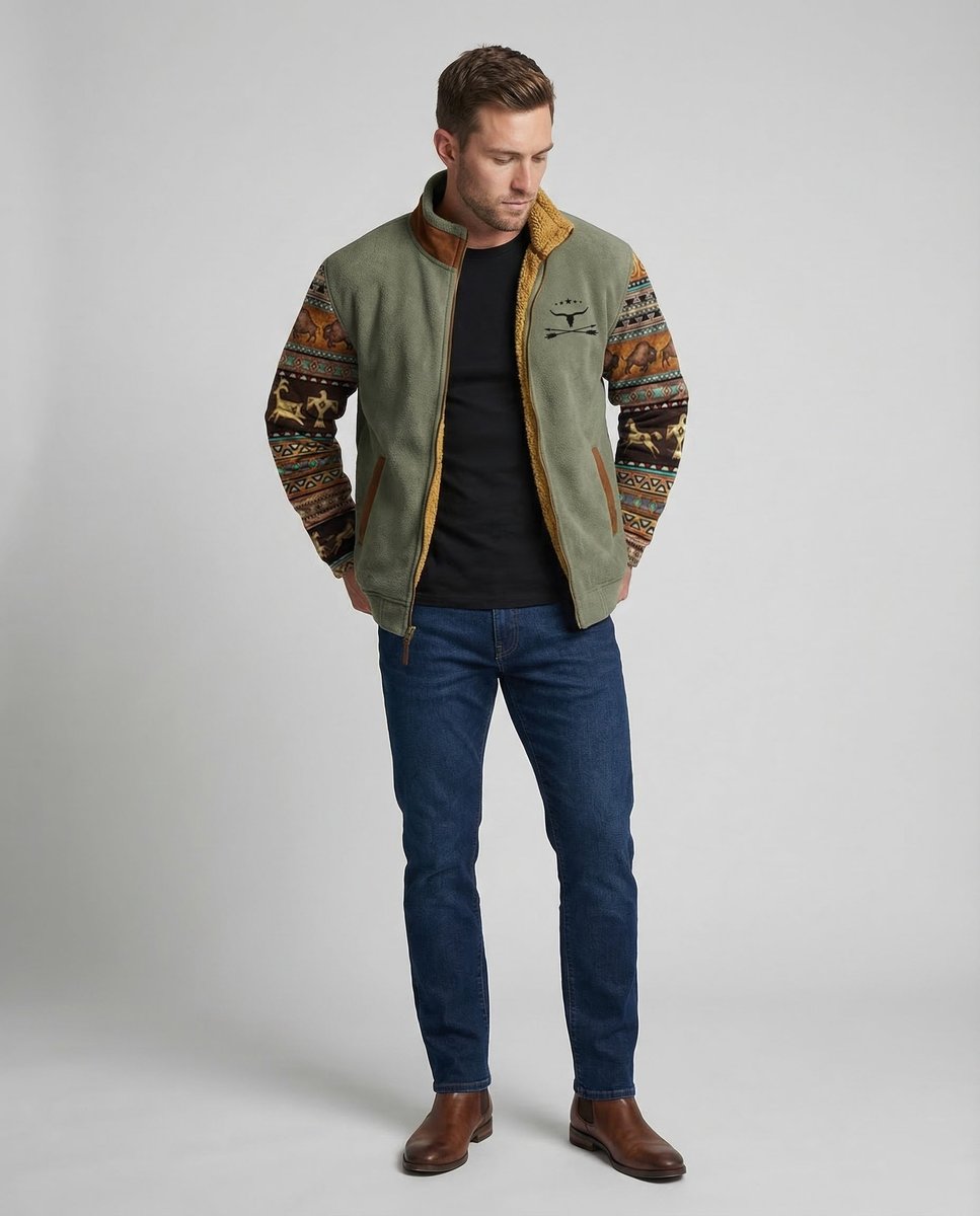 Sierra | Women's Sherpa-Lined Aztec Print Zip-Up Fleece Jacket