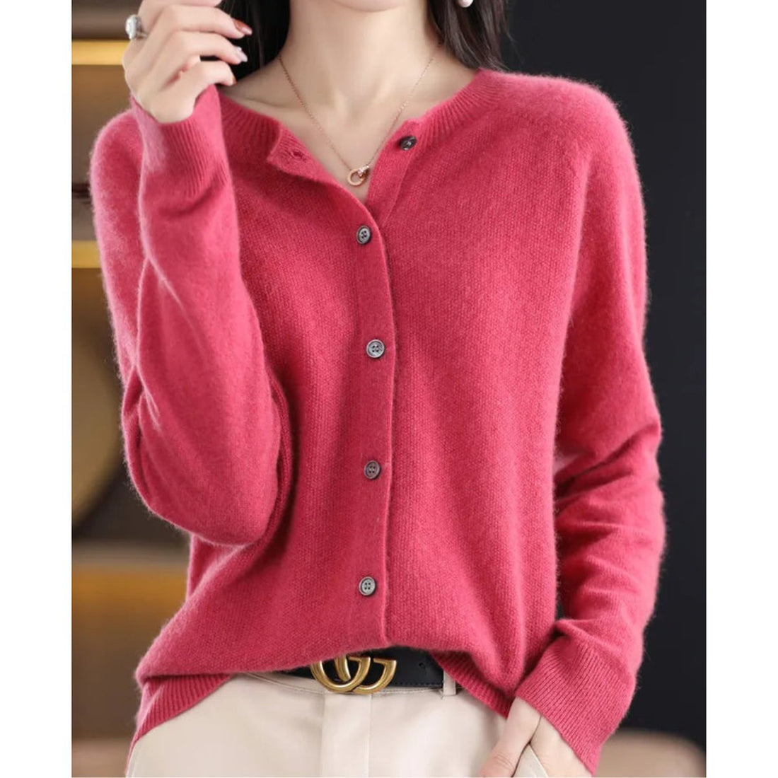 Rosie | Women's Oversized Merino Wool Button-Up Cardigan
