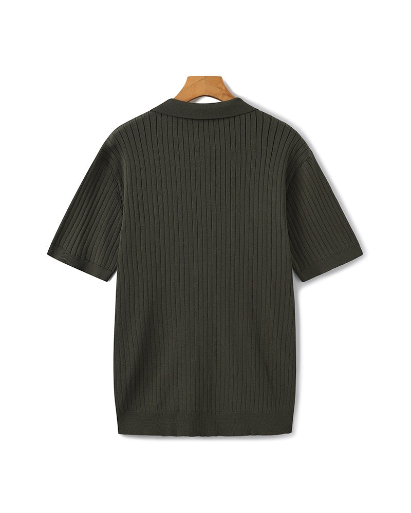 Frederick | Ribbed Knit Polo Shirt