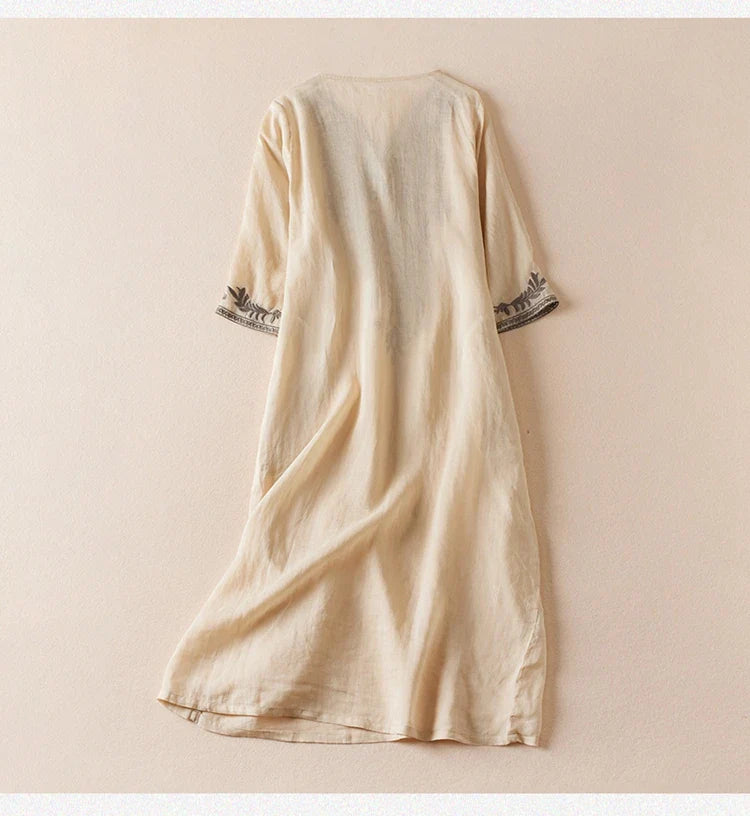 Camille | Embroidered Garden Midi Dress