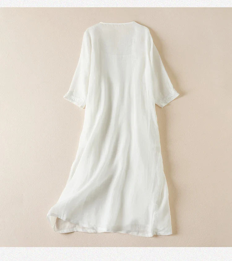 Camille | Embroidered Garden Midi Dress