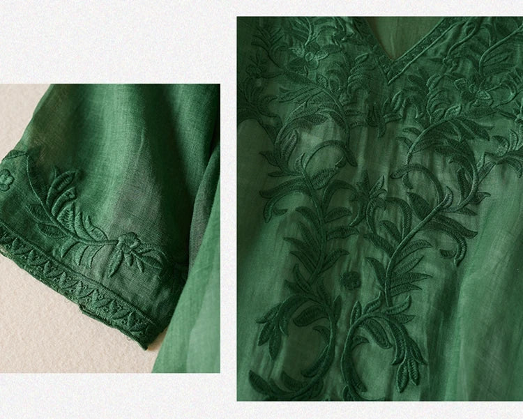Camille | Embroidered Garden Midi Dress