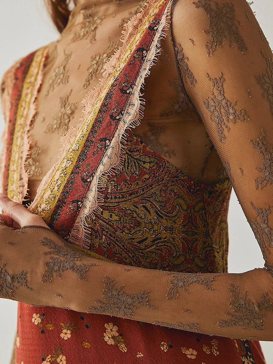 Martina | Lace-Trim Floral Mini Dress