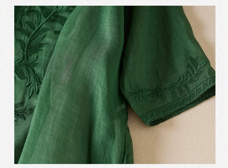 Camille | Embroidered Garden Midi Dress