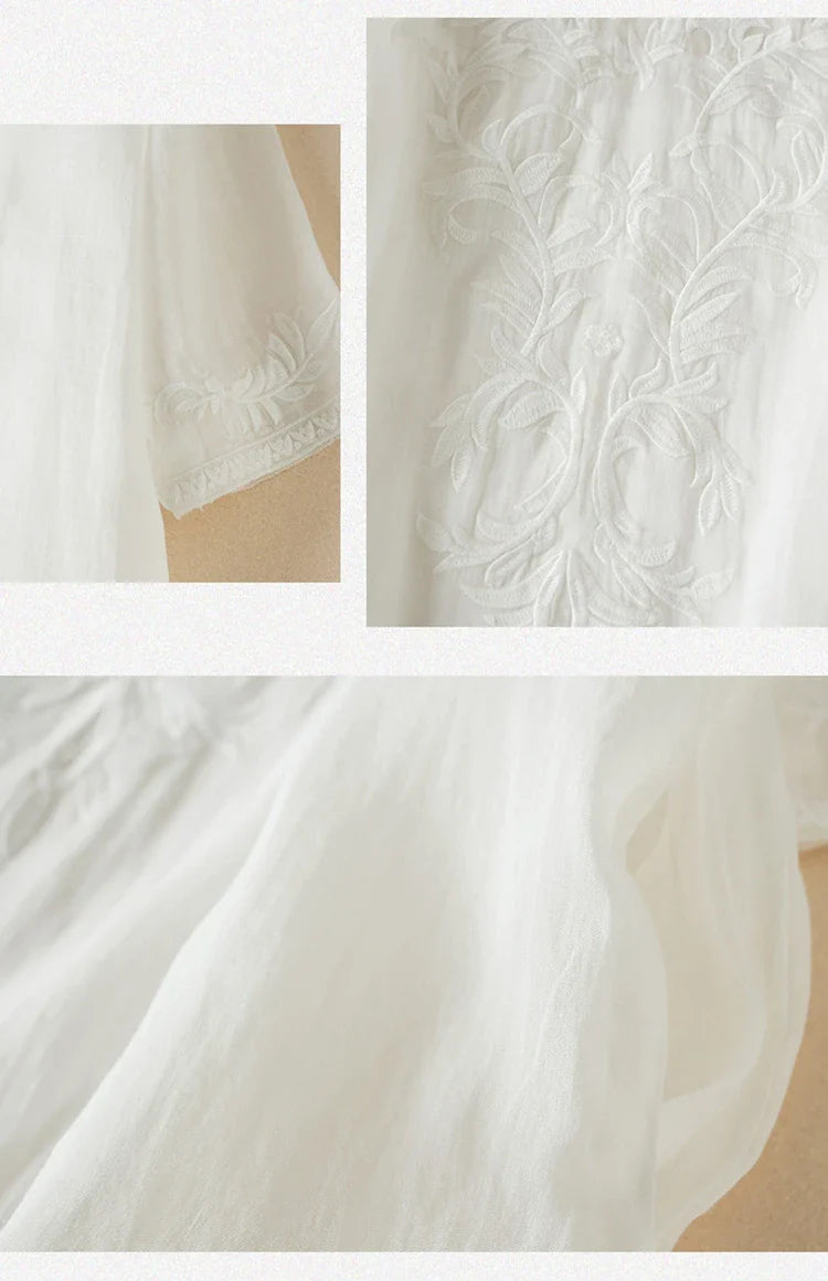 Camille | Embroidered Garden Midi Dress