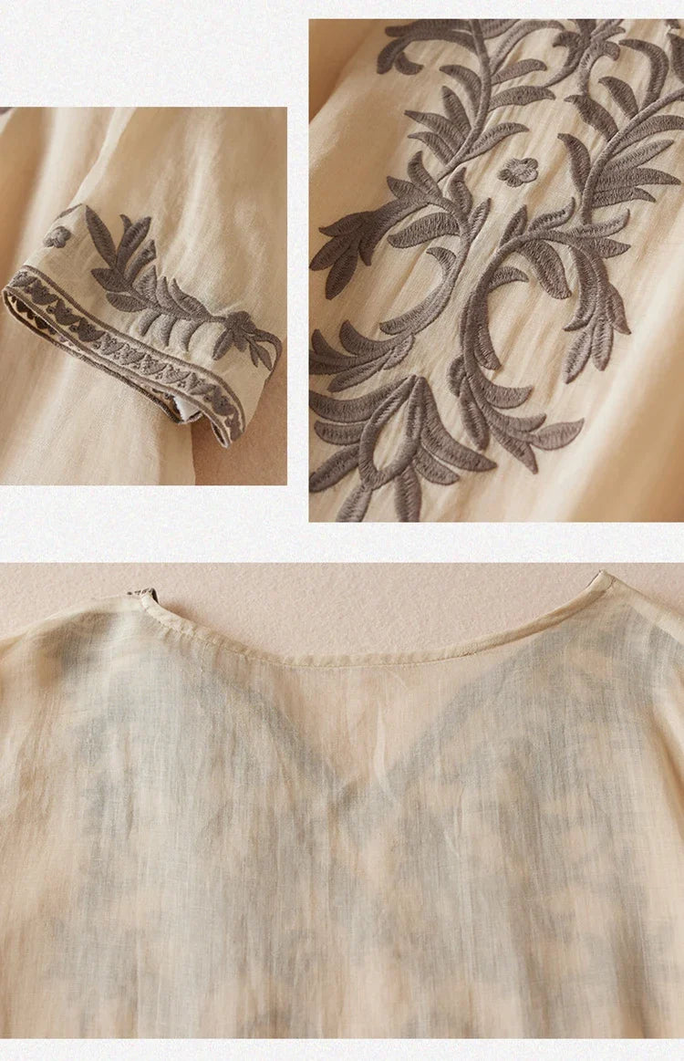 Camille | Embroidered Garden Midi Dress
