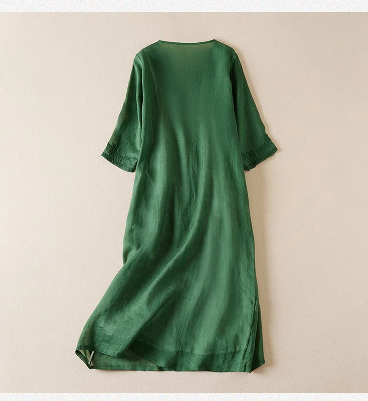 Camille | Embroidered Garden Midi Dress