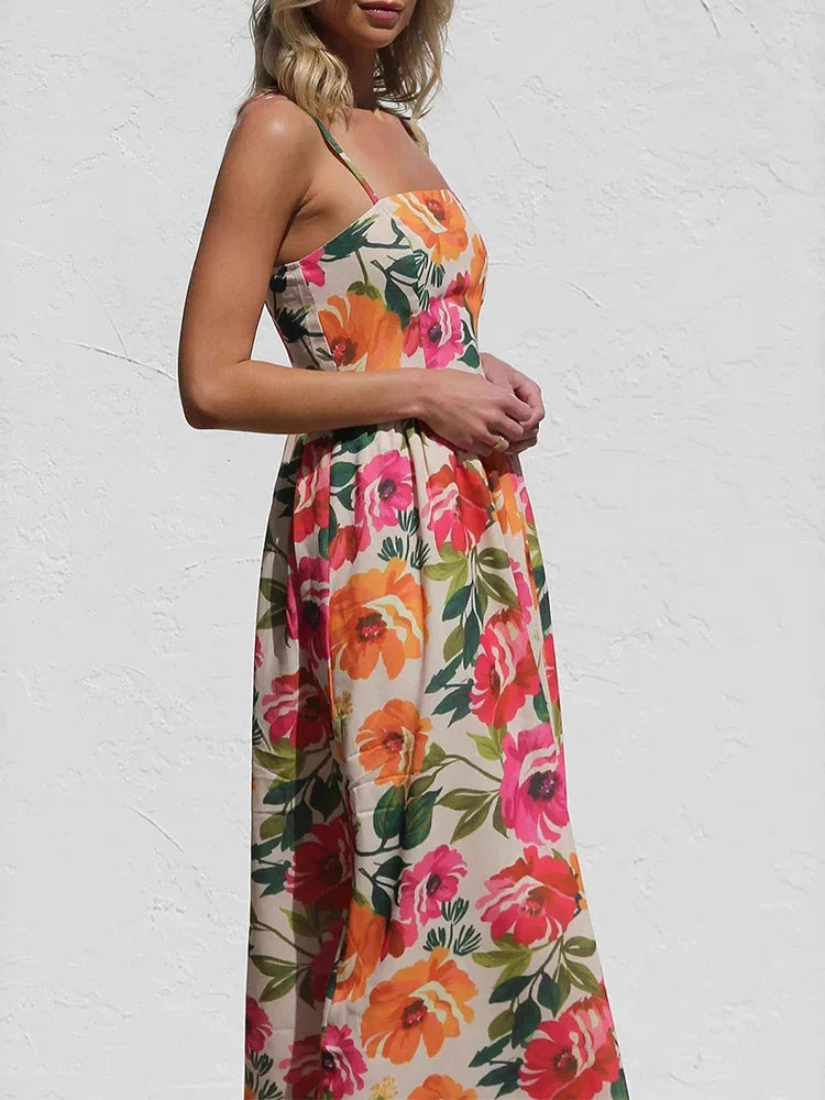 Cecilia | Floral Backless Slip Maxi Dress