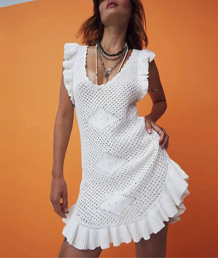 Sanne | Crochet Beach Mini Dress