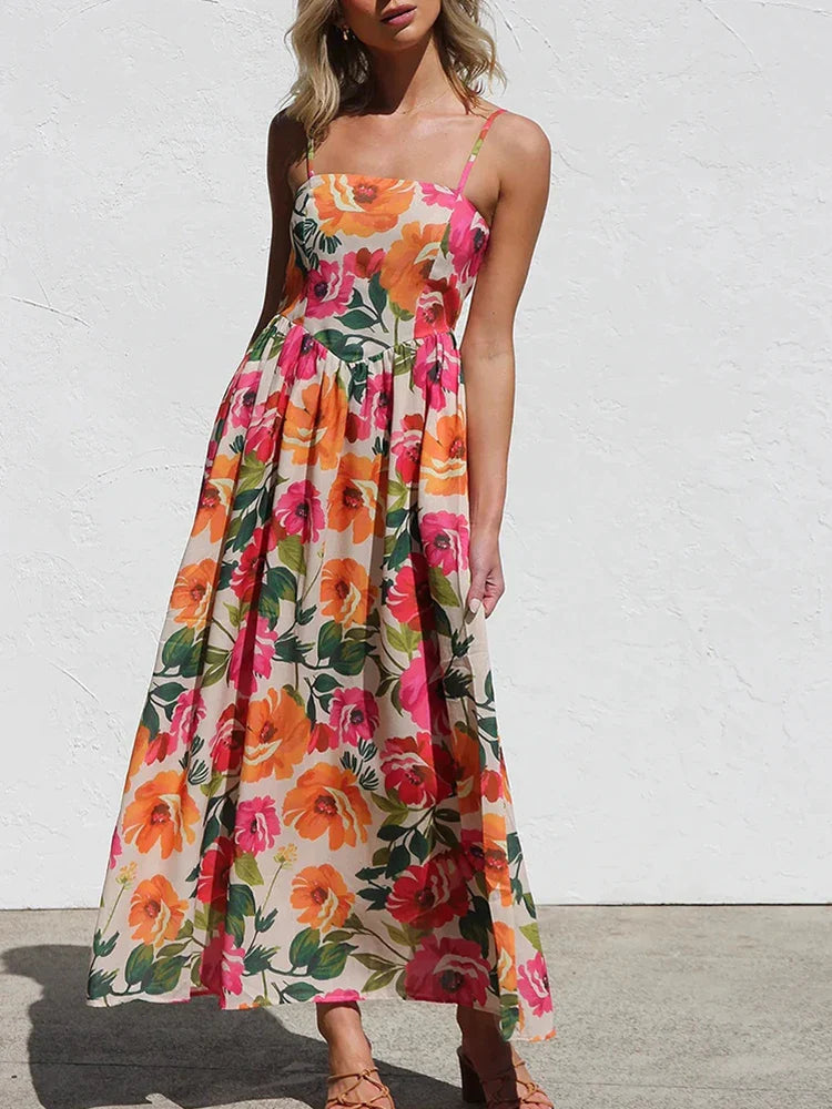 Cecilia | Floral Backless Slip Maxi Dress