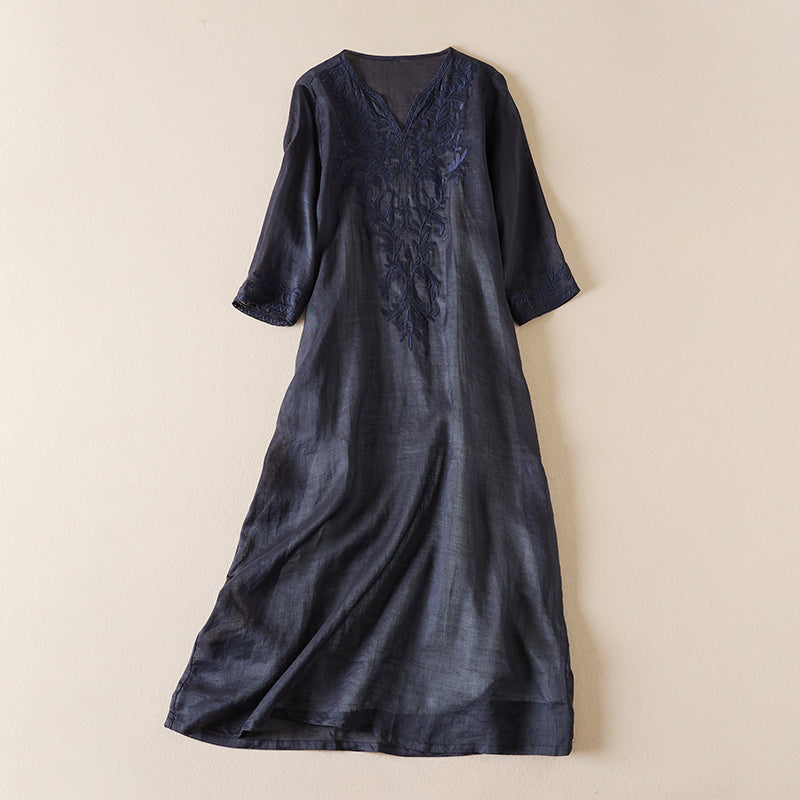 Camille | Embroidered Garden Midi Dress