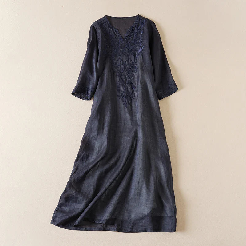 Camille | Embroidered Garden Midi Dress