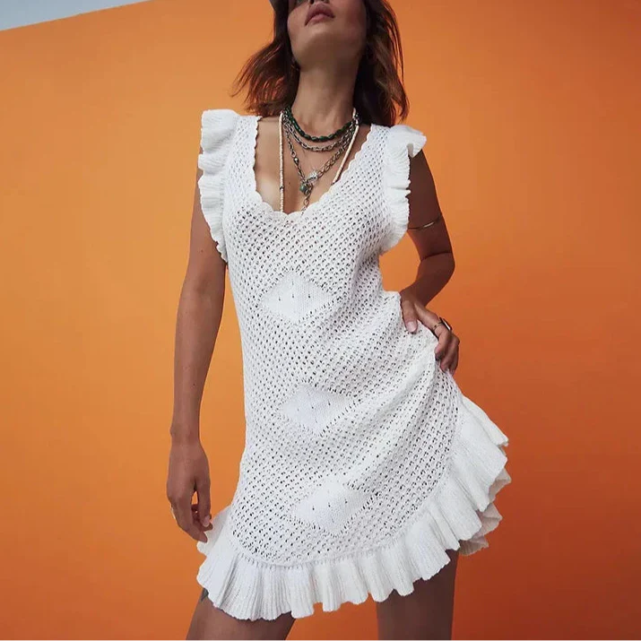 Sanne | Crochet Beach Mini Dress