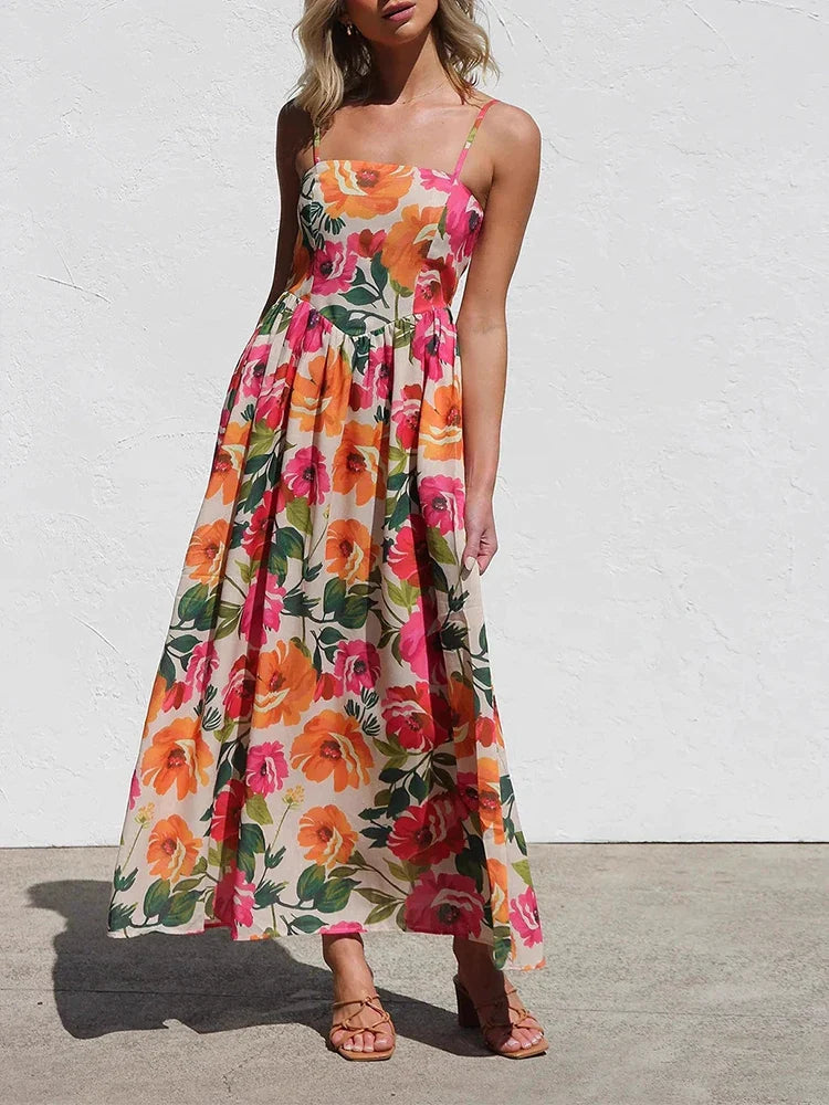 Cecilia | Floral Backless Slip Maxi Dress