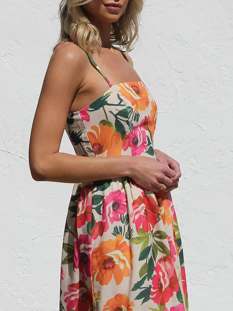 Cecilia | Floral Backless Slip Maxi Dress