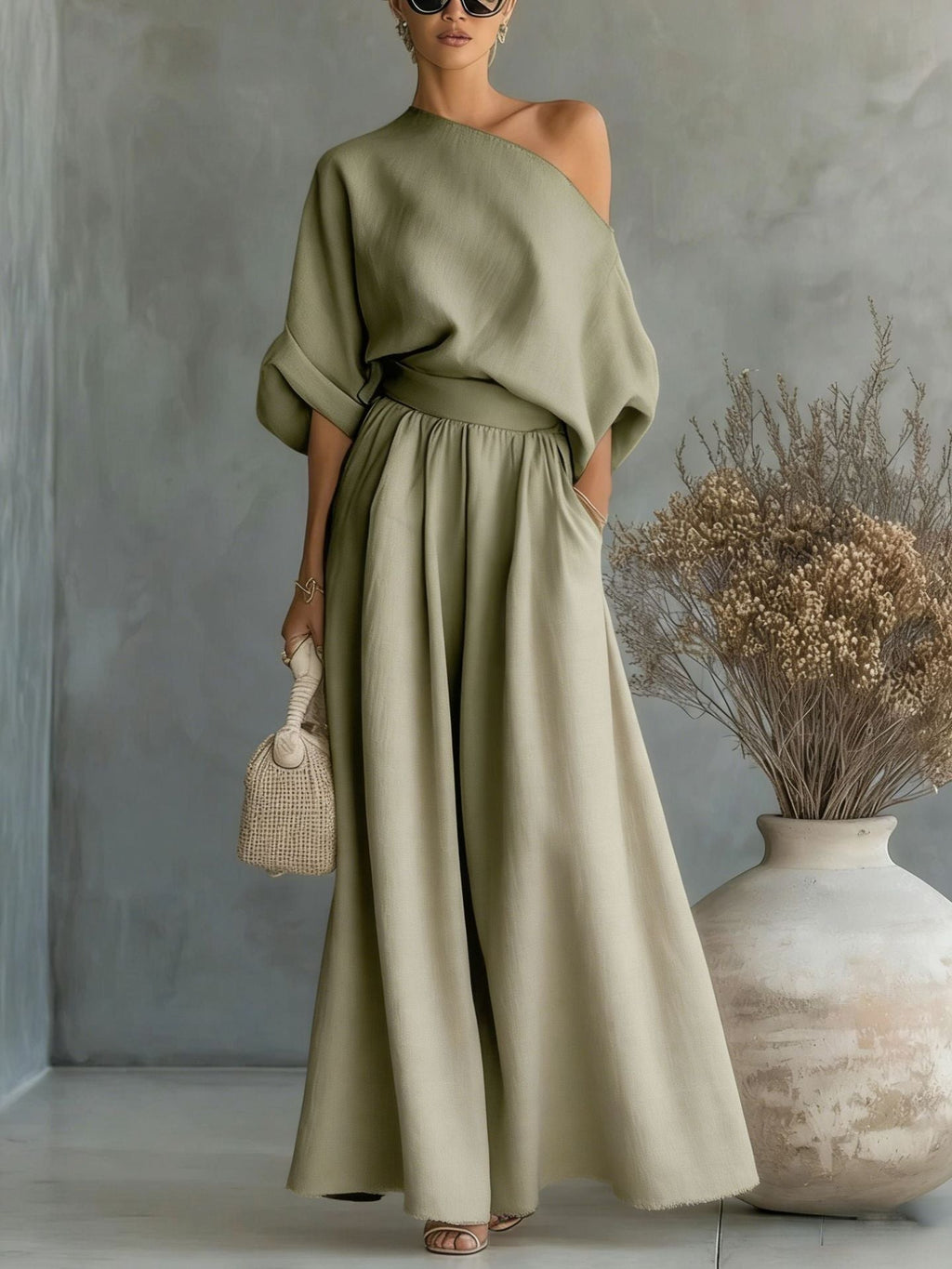 Anwen | Women's Two Piece Set Wide Leg Pants & Blouse