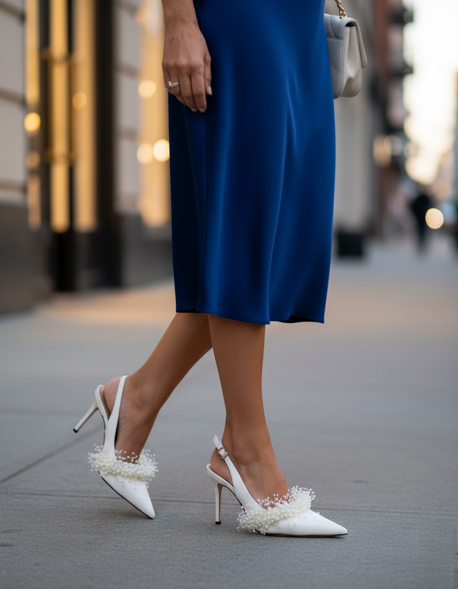 Finley Pearl Flower Slingback Heels