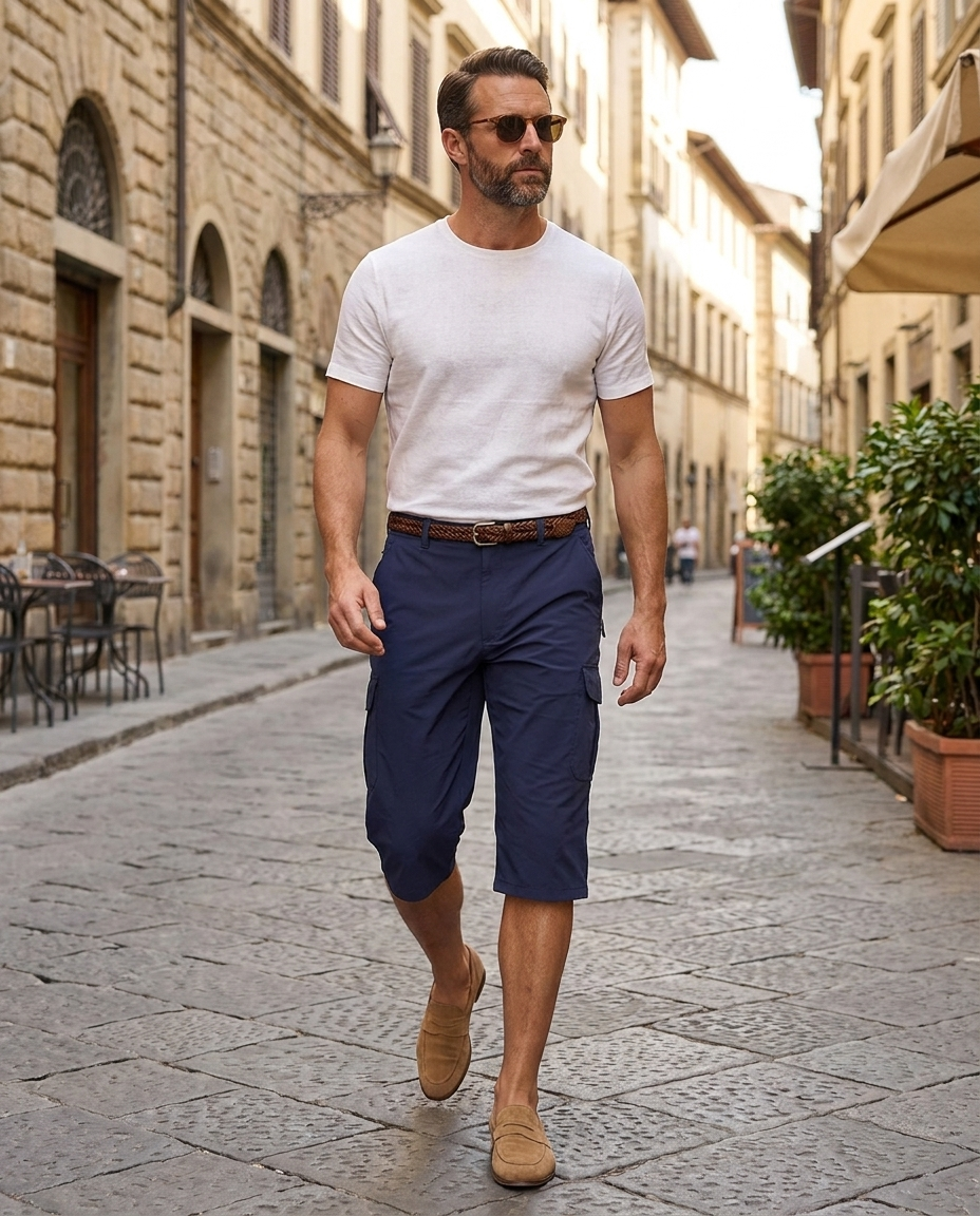 Stephen | Men's Cargo Pocket Casual Knee Length Shorts