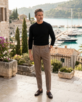 Luke | Men Classic Herringbone Pleated Dress Trousers