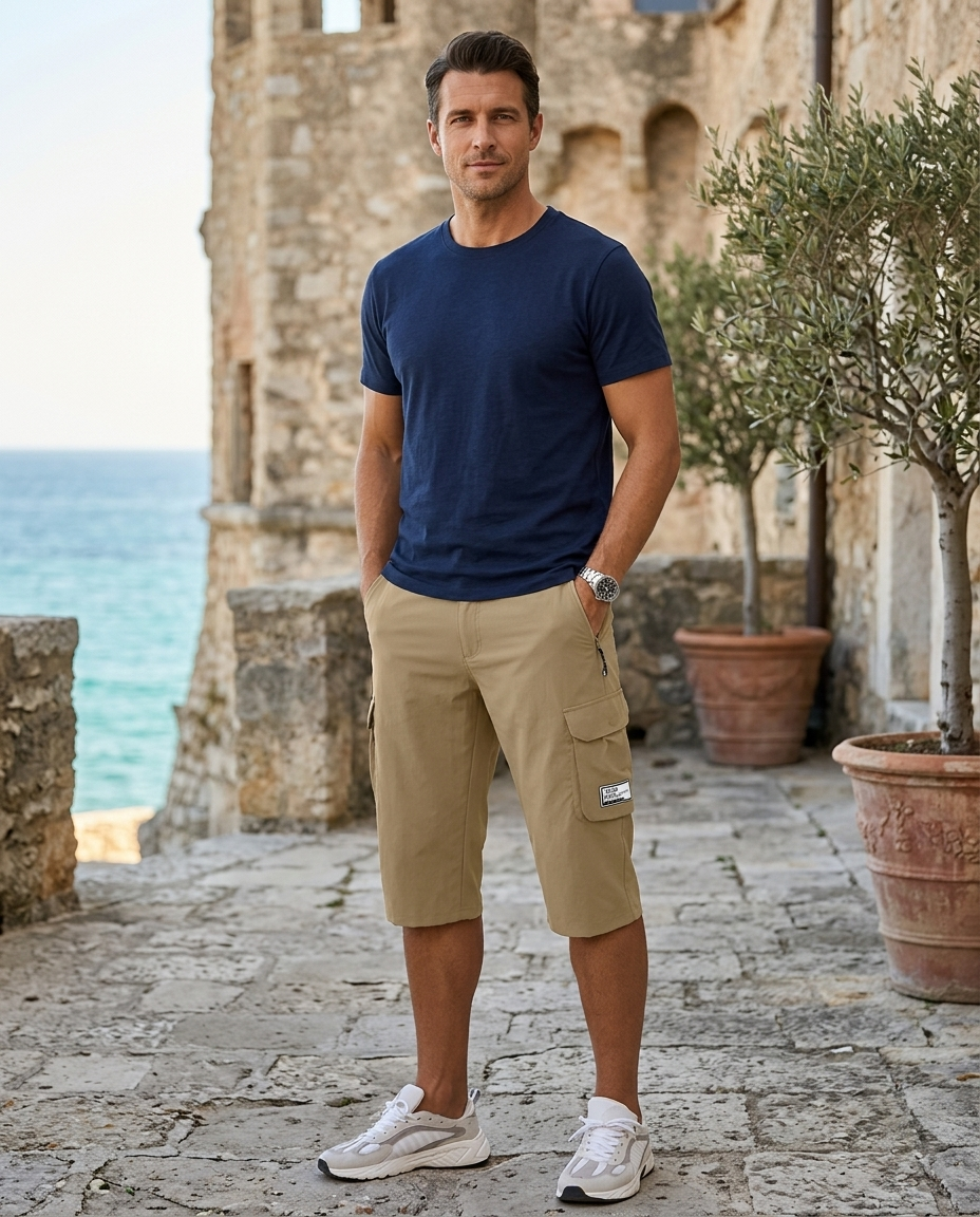 Stephen | Men's Cargo Pocket Casual Knee Length Shorts