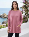 Vianne | Women's Oversized Long-Sleeve Pocket Tunic Top