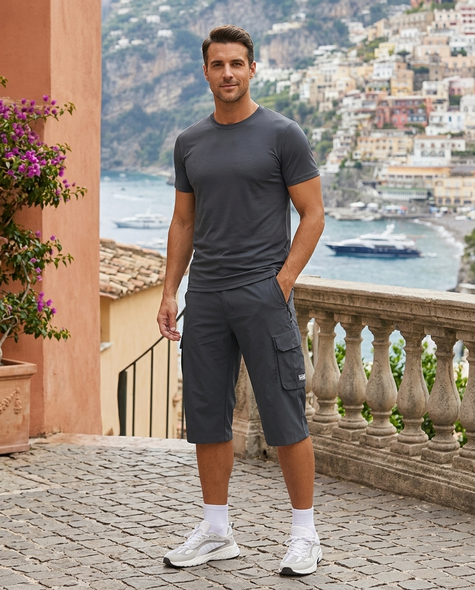 Stephen | Men's Cargo Pocket Casual Knee Length Shorts