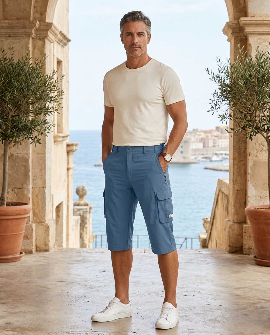 Stephen | Men's Cargo Pocket Casual Knee Length Shorts