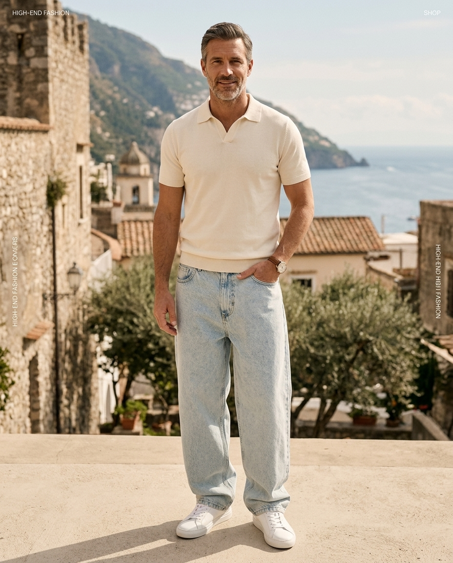 Sean | Men's Spring Relaxed Wide-Leg Denim Pants