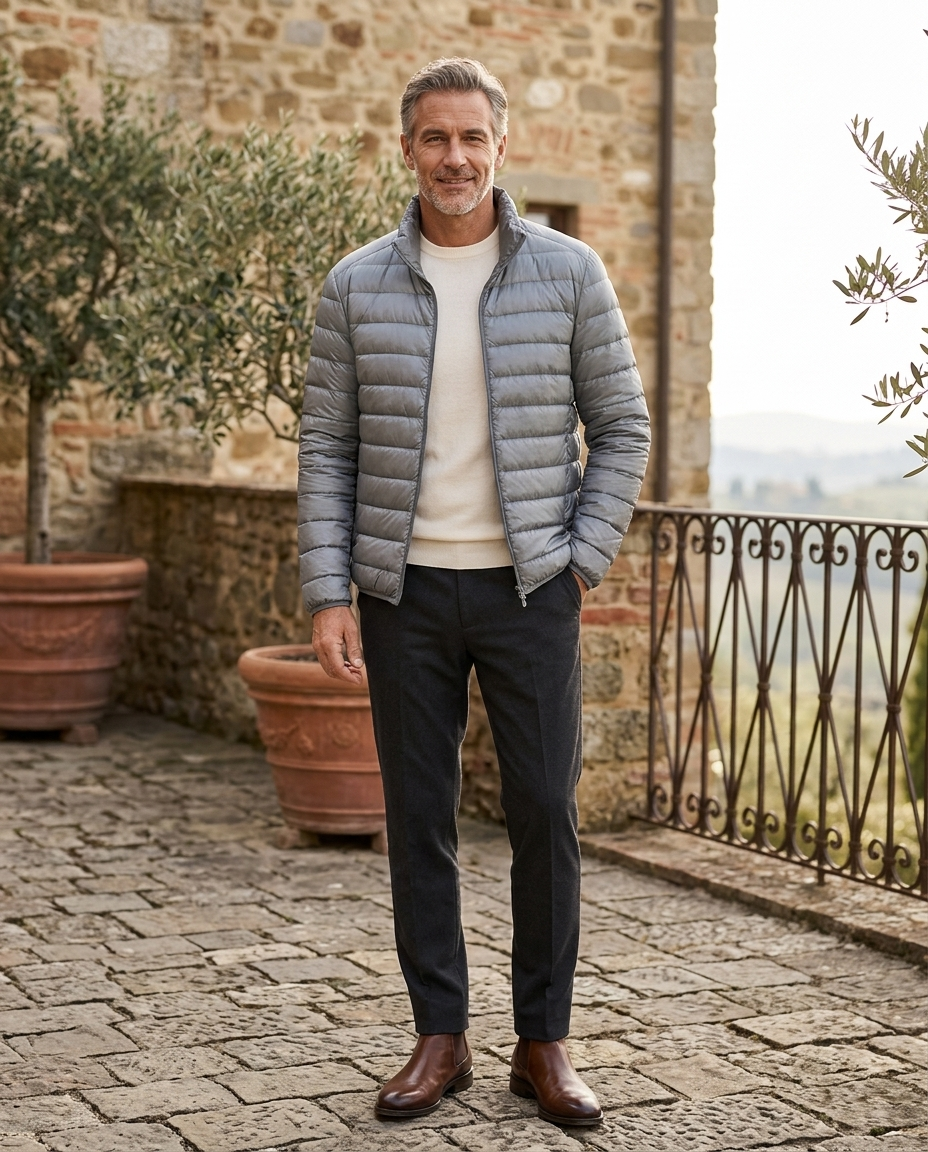 Marcus Men's Lightweight Packable Puffer Jacket in Grey