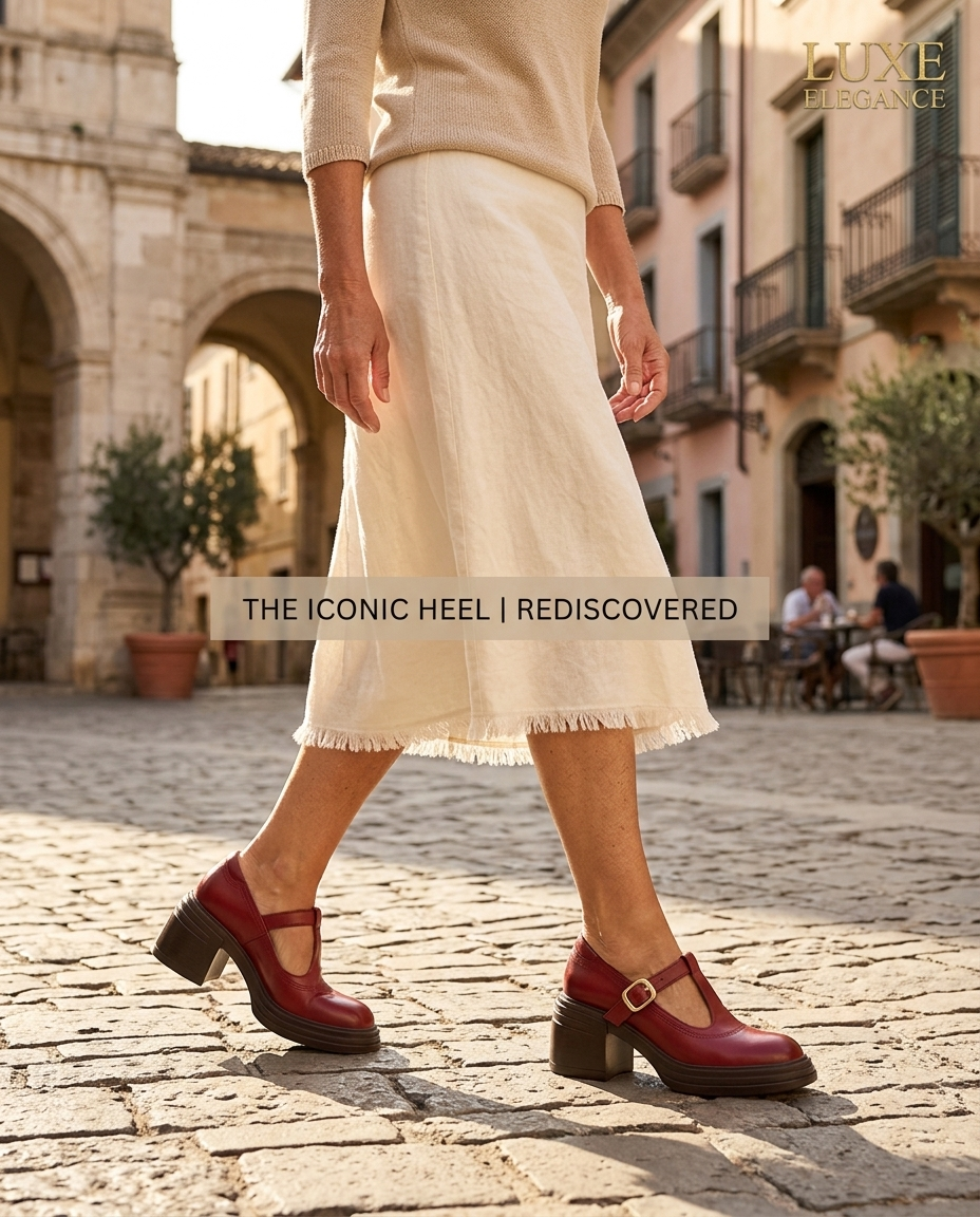 Cordelia chunky block heel Mary Jane pumps in red