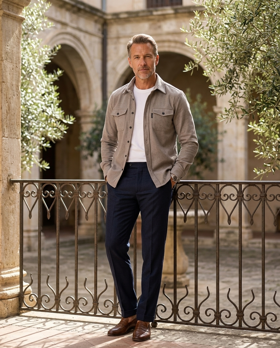 Oswald Men's Overshirt Jacket in Beige