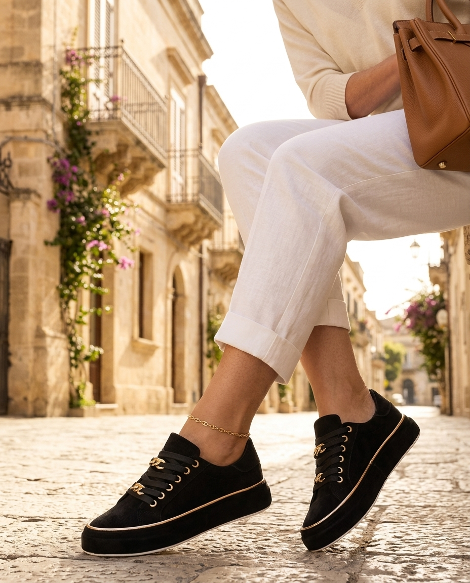 Beatrix platform lace up sneakers in black