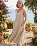 Theodora | Women's Sleeveless Scoop-Neck Maxi Dress with Pockets