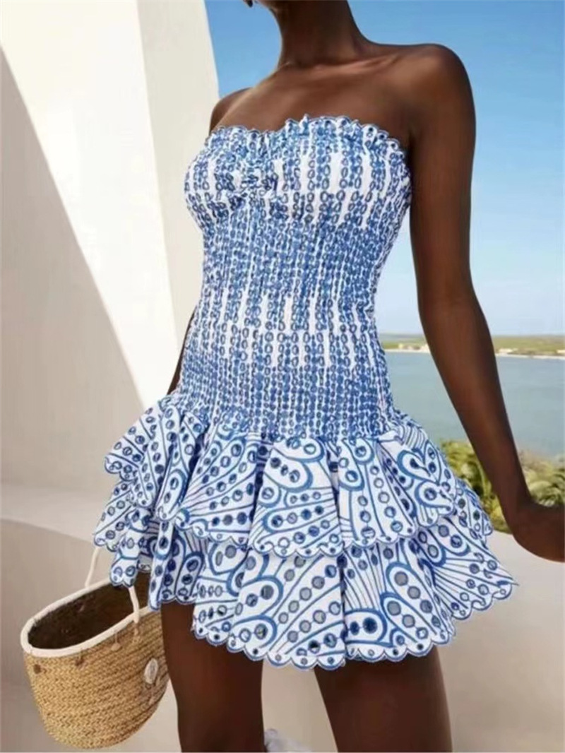 Madeline | Smocked Strapless Tiered Mini Dress
