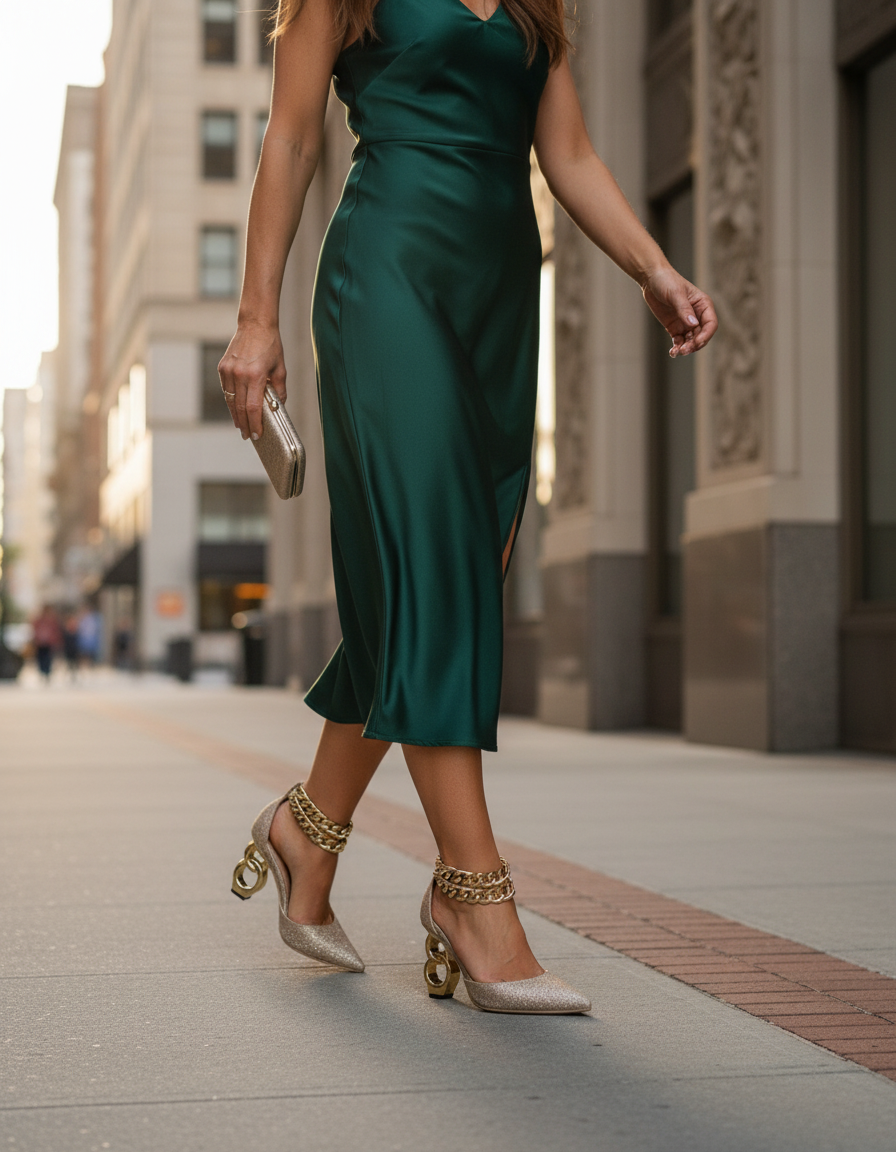 Mavis Chain Strap Pumps
