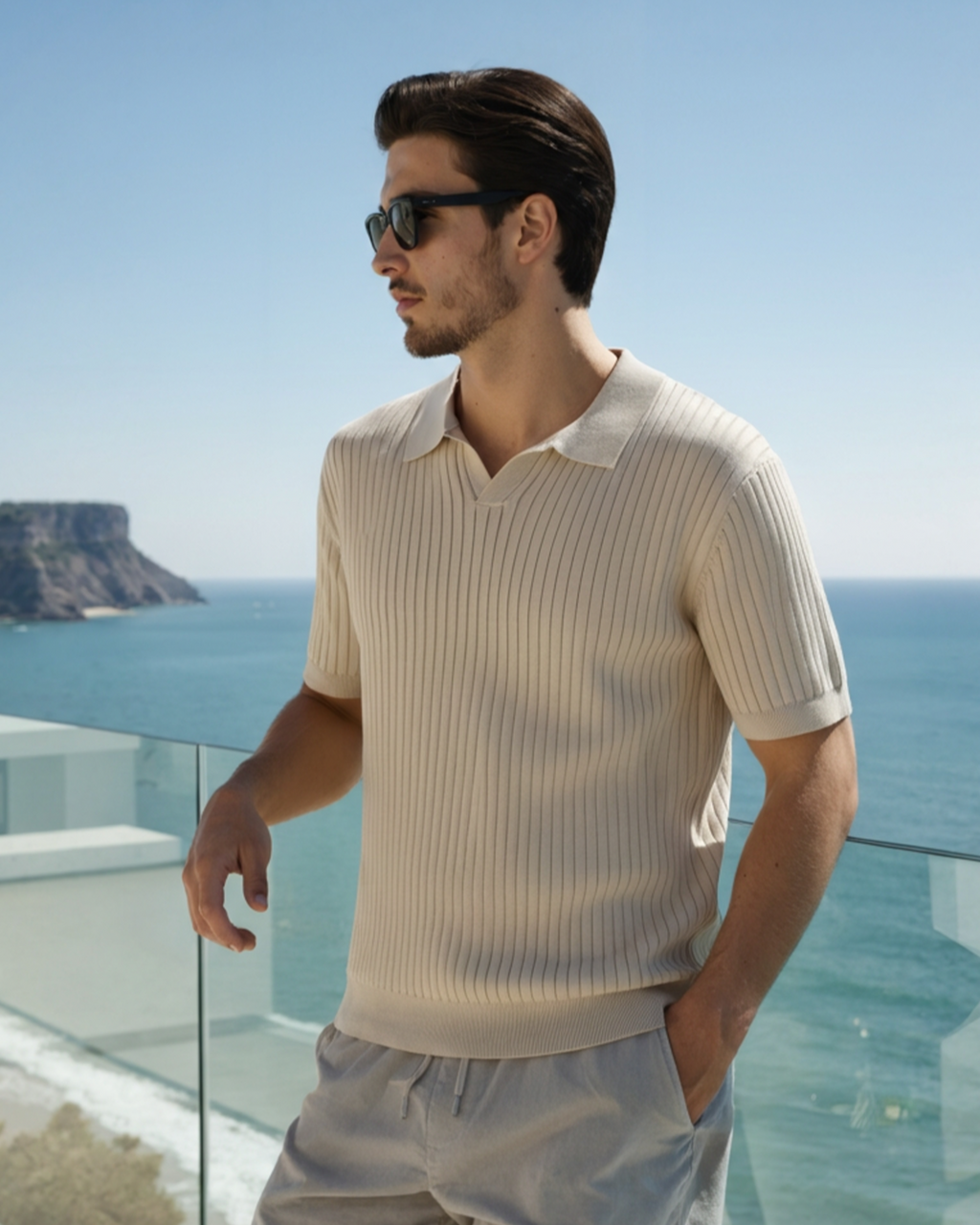 Frederick | Ribbed Knit Polo Shirt