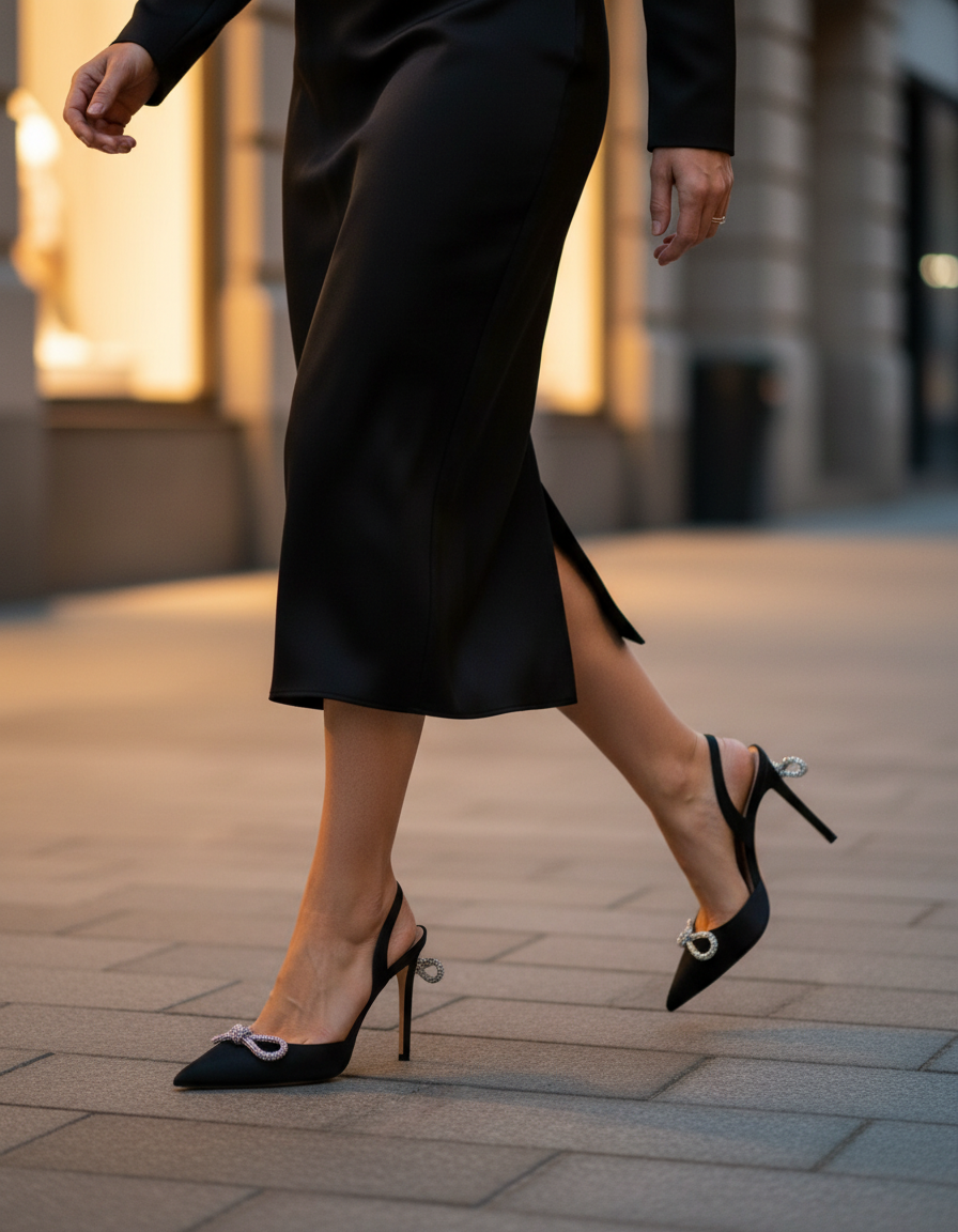 Rina Crystal Bow Slingback Heels