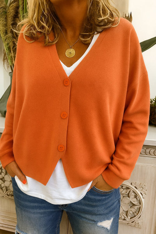 Mia | Women's Relaxed-Fit Button-Up V-Neck Knit Cardigan