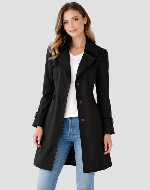 Freya | Women's Tailored Mid-Length Double-Breasted Trench Coat